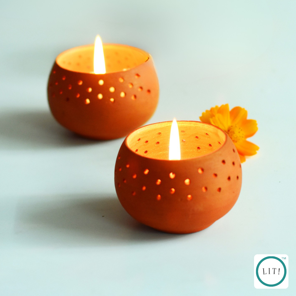 Pack of 2 Dome Terracotta Tealight Holder – Earthy Glow for Peaceful Spaces