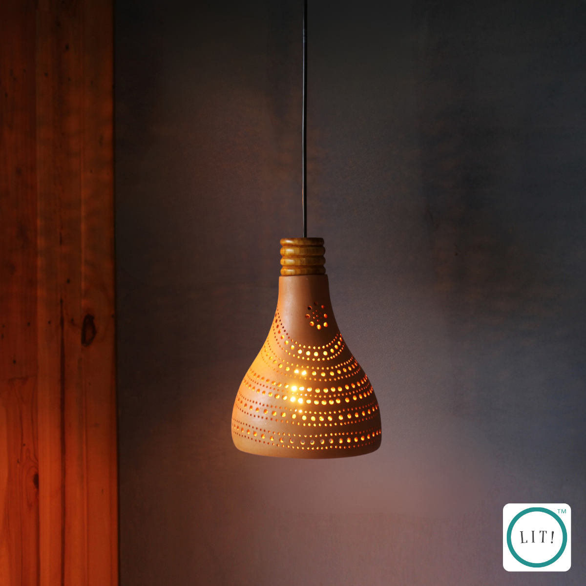 Eco-friendly dome-shaped terracotta pendant