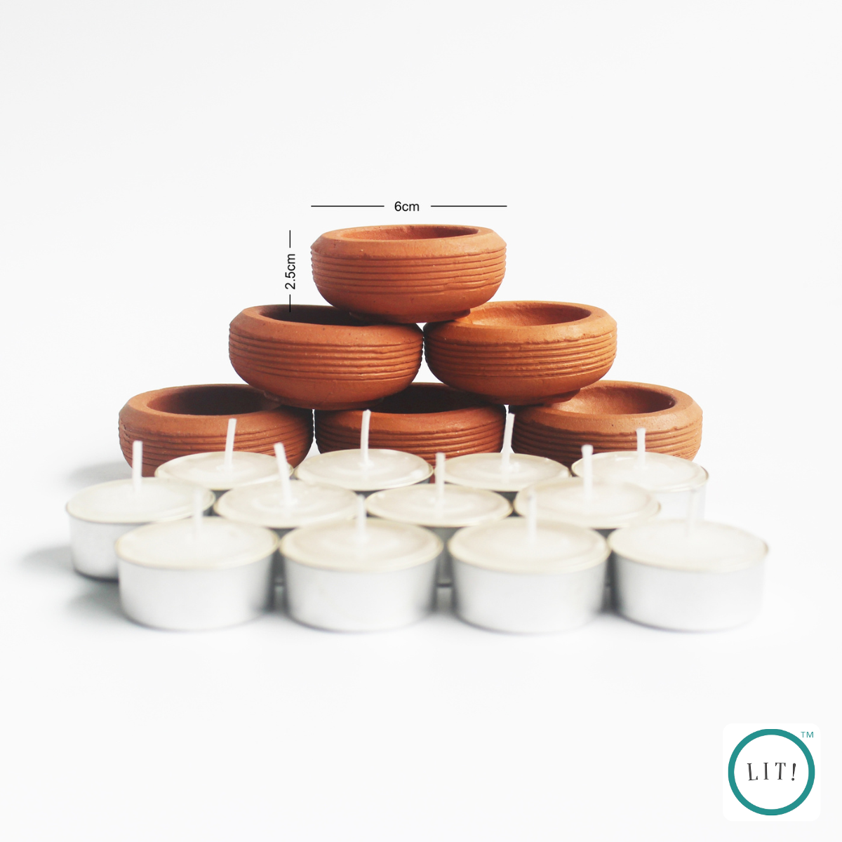 Pack of 2 Wheel Style Terracotta Tealight Holders