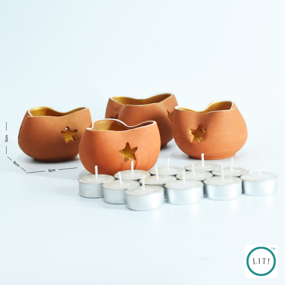Pack of 2 Startic Terracotta Tealight Holder – Starburst-Inspired Festive Accent