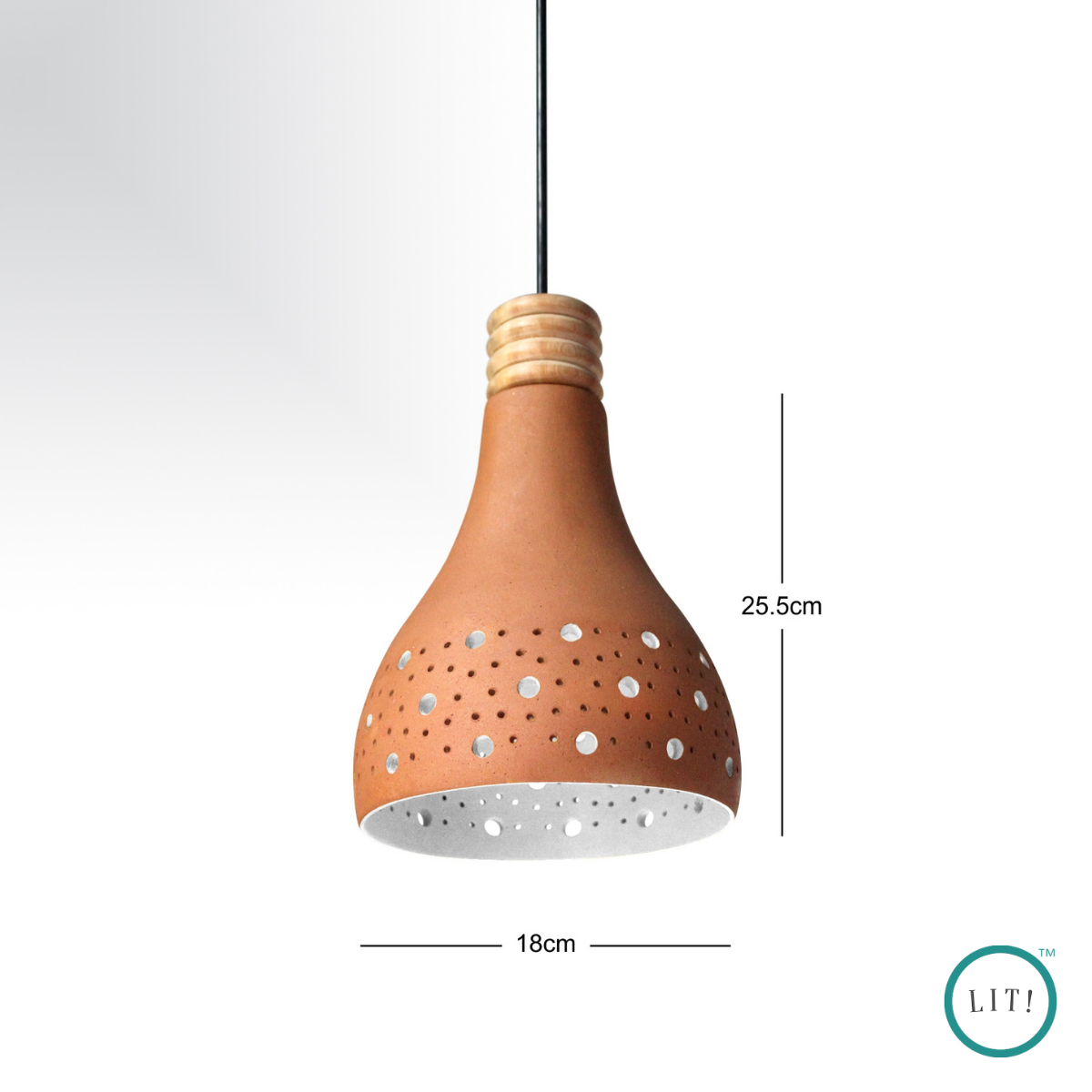 Earthy-toned ceiling light in refined terracotta silhouette