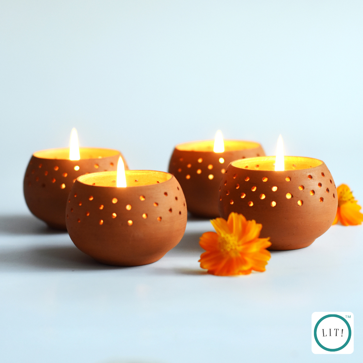 Pack of 2 Dome Terracotta Tealight Holder – Earthy Glow for Peaceful Spaces