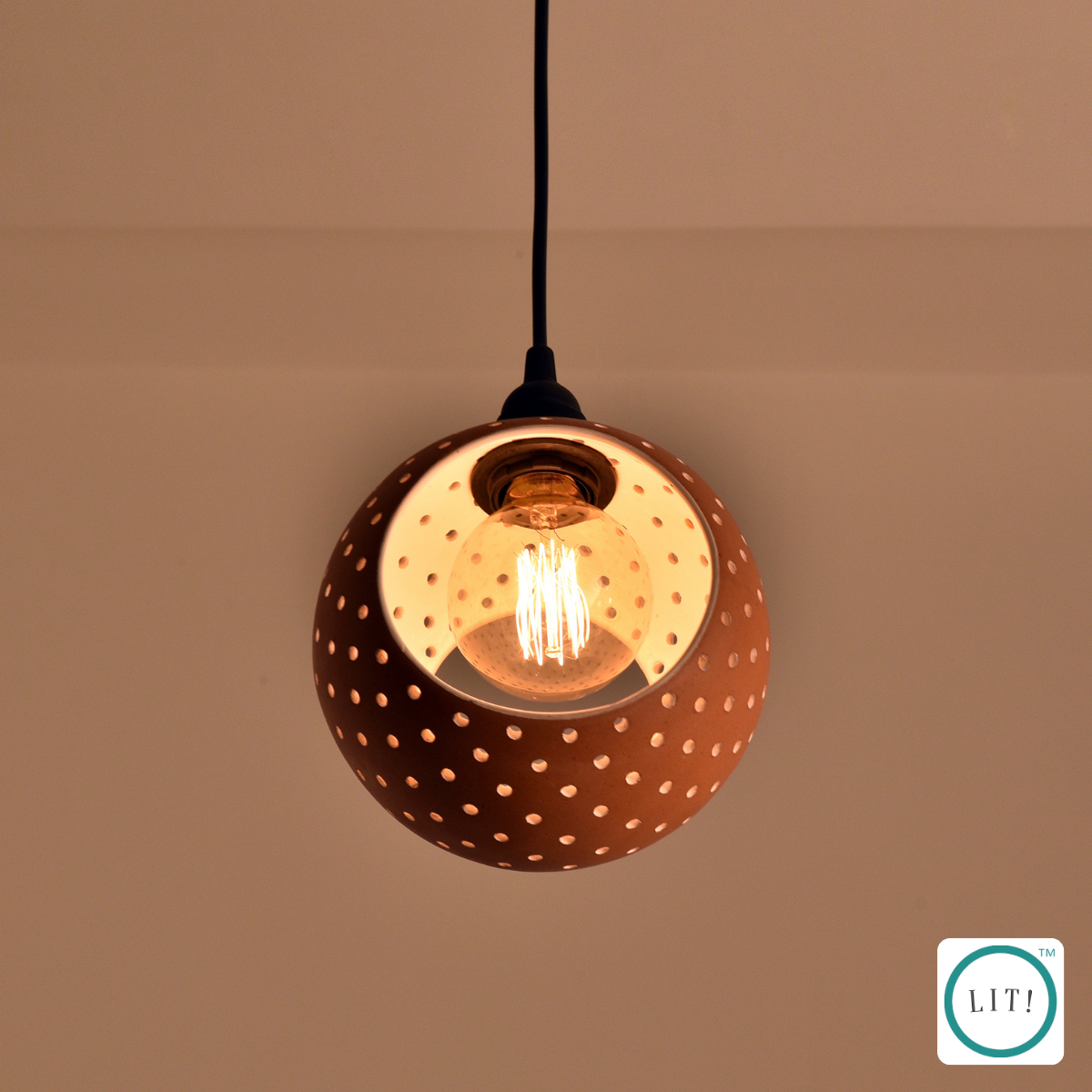 Round Shaped Milky White Terracotta Pendant Light