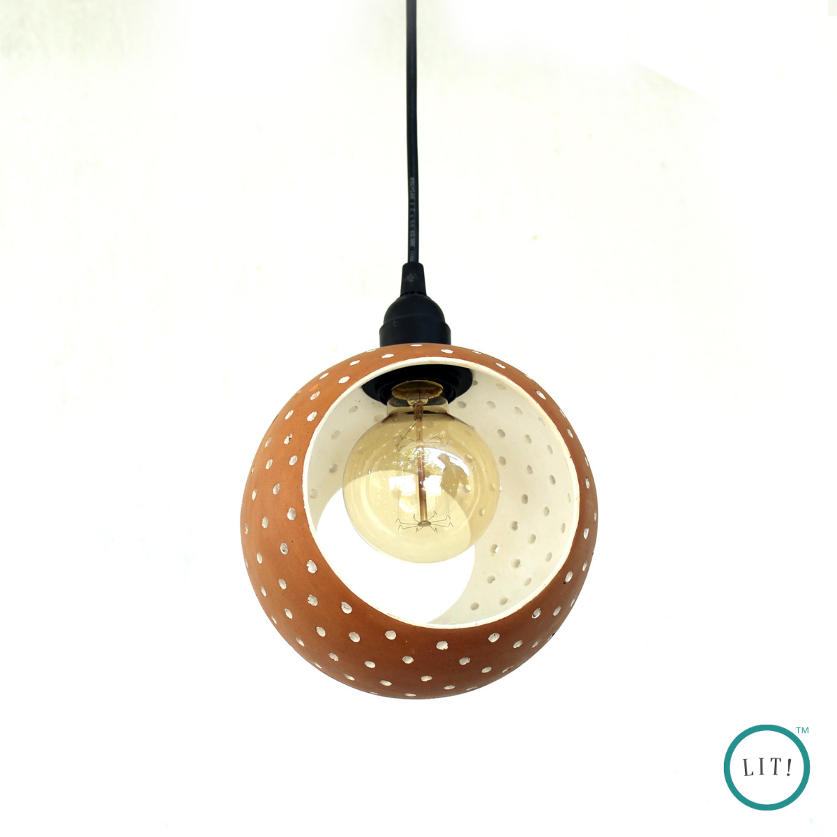Round Shaped Milky White Terracotta Pendant Light