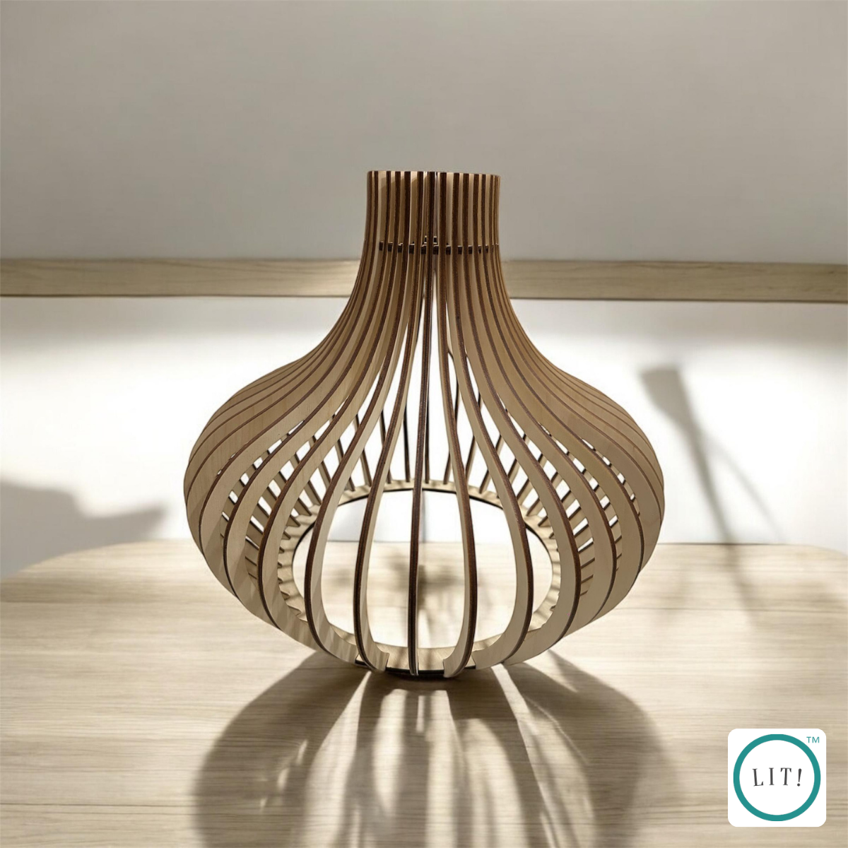 Artisanal vase-shaped pendant crafted from wood