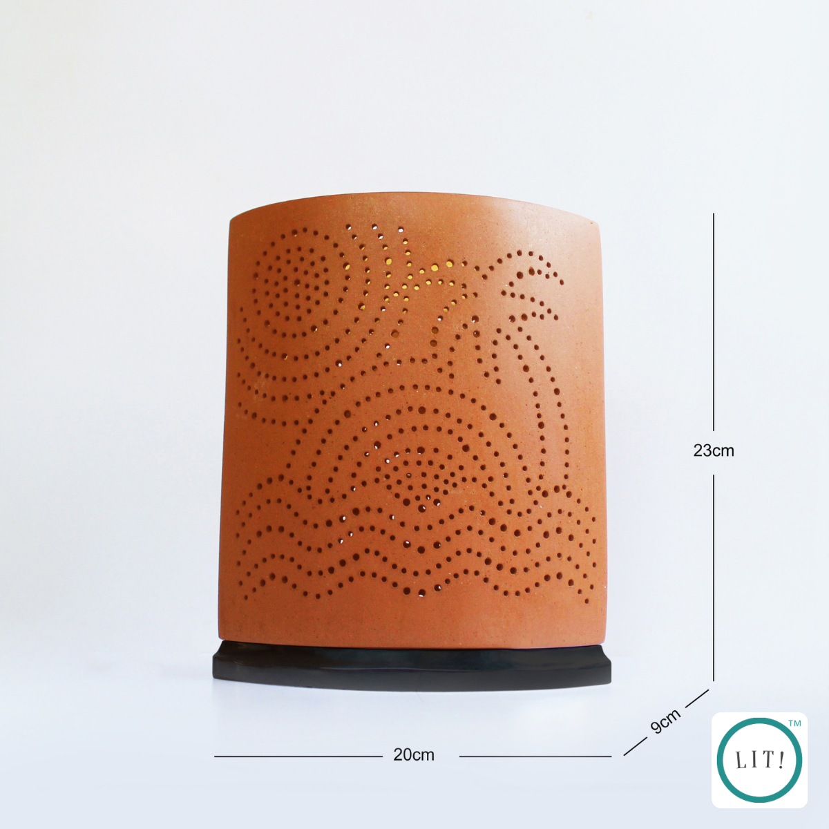 Elegant terracotta eye lamp with textured finish