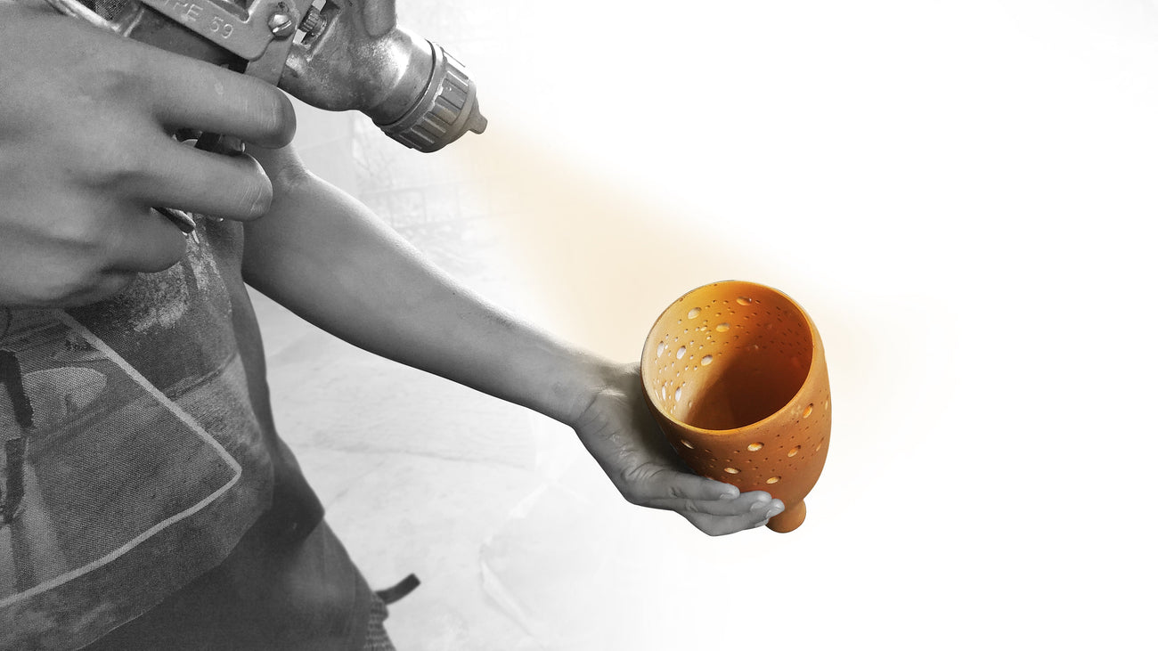 Stylish terracotta lamp for planet-conscious spaces