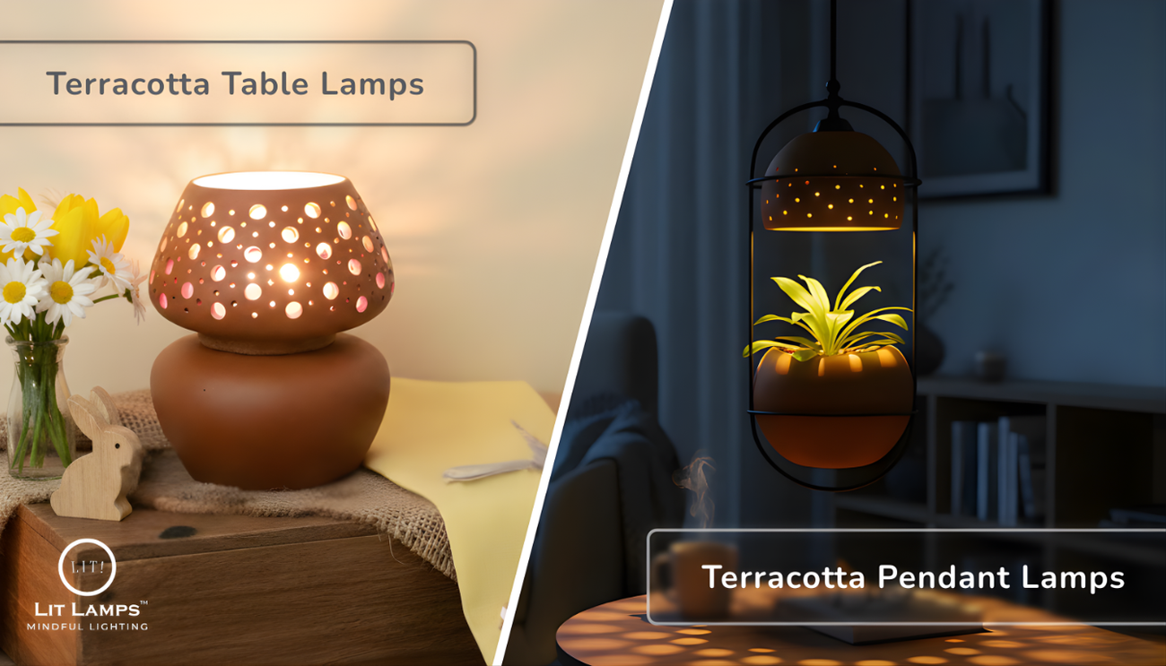 terracotta table or pendant lamps