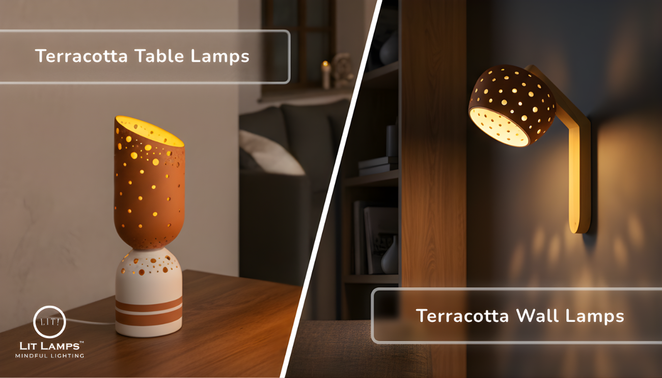 terracotta table or wall lamps