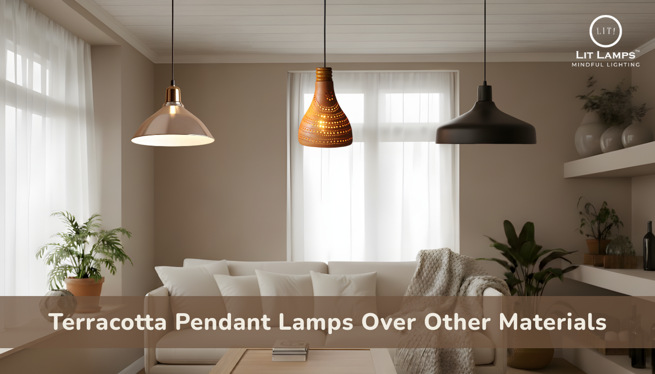 Terracotta pendant lamps over other materials