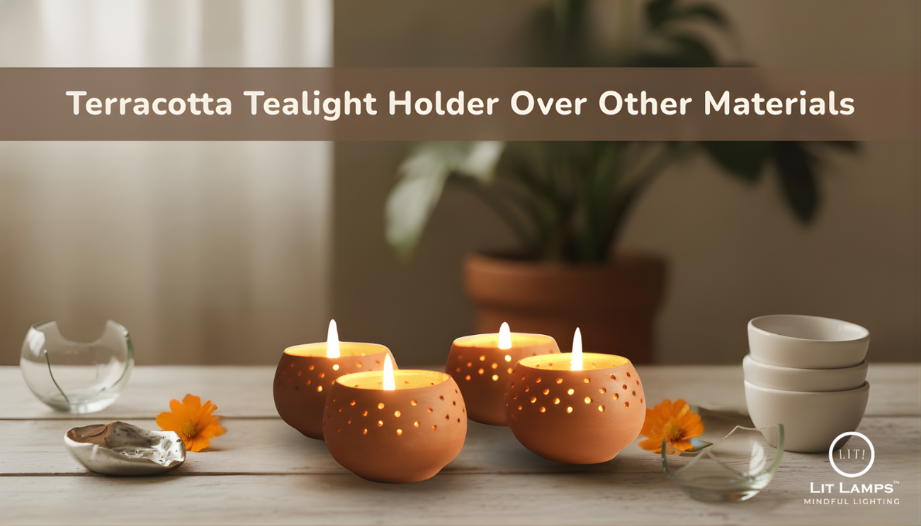 terracotta tealight holder over other materials