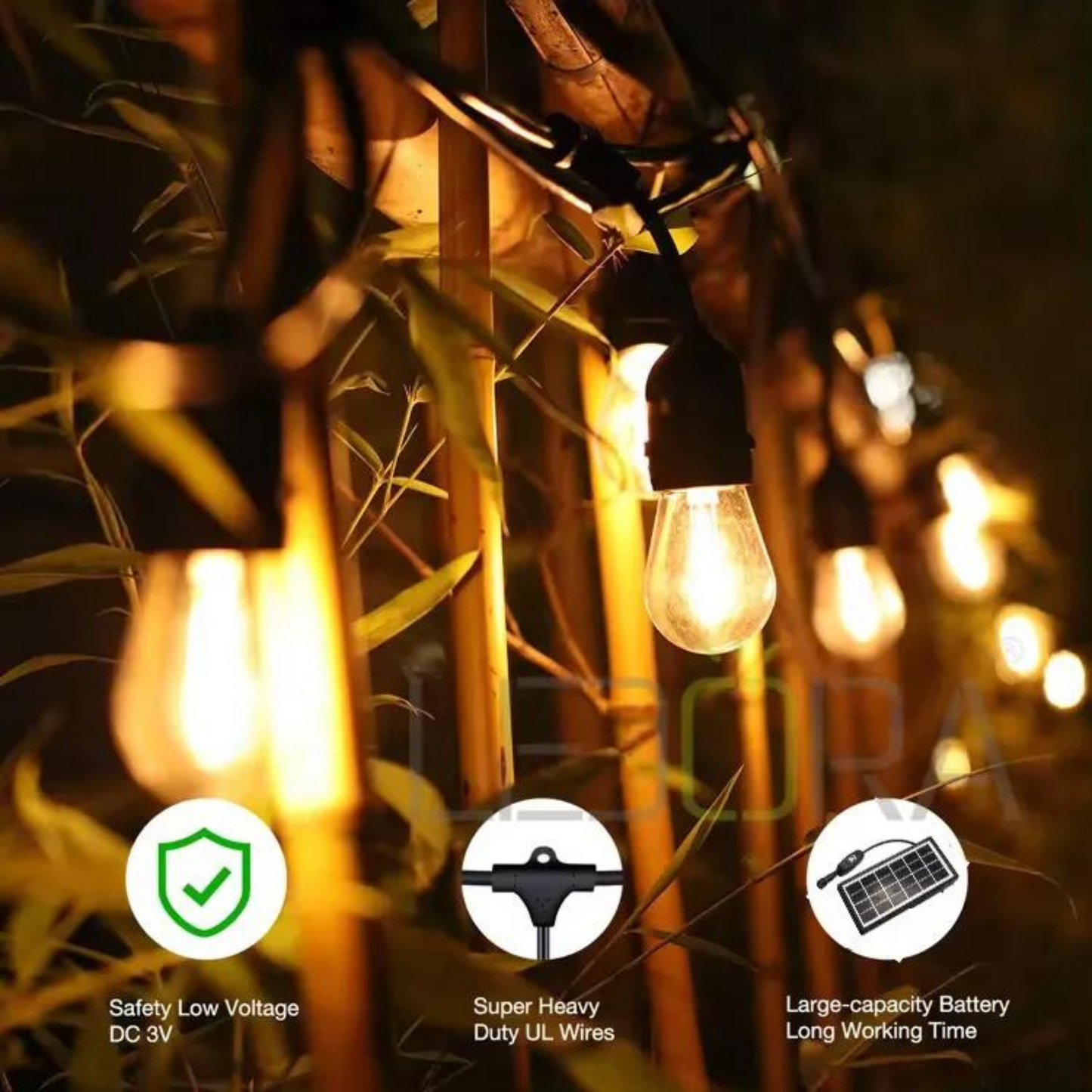 Solar Powered Outdoor Patio Hanging Lights for Backyard Garden Party