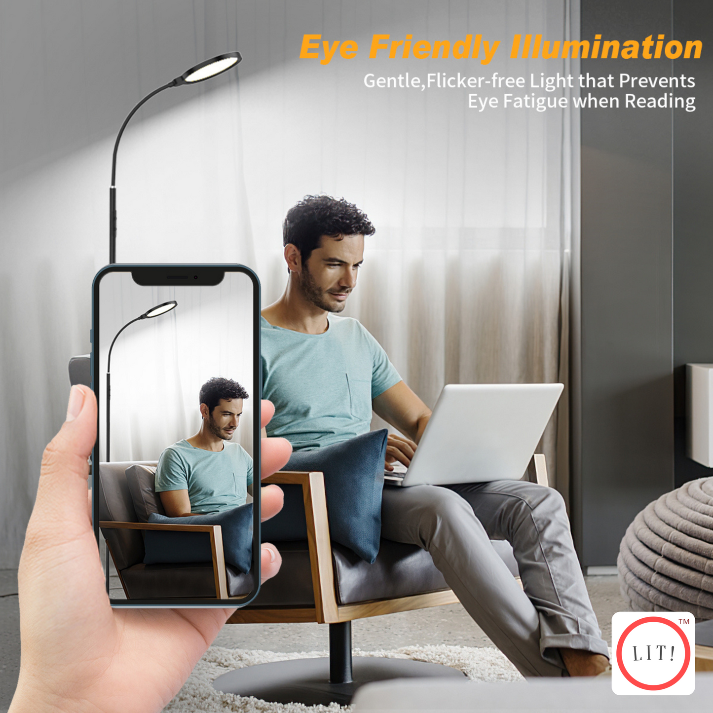 3CCT LED Floor Lamp with Remote Control