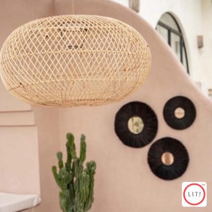 Round Shape Natural Rattan Wicker Vintage Lampshade