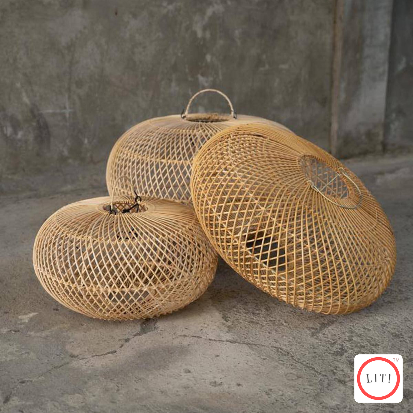 Round Shape Natural Rattan Wicker Vintage Lampshade