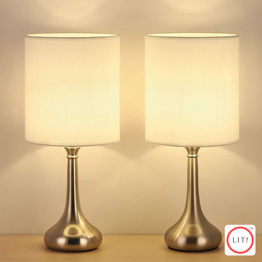 Pair of Chrome Teardrop Touch Table Lamps