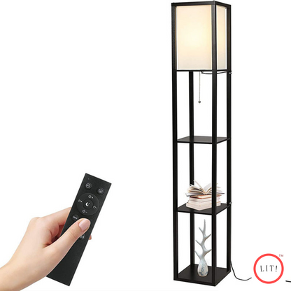 Luxury Nordic Standing Wooden Shelf Floor Lamp