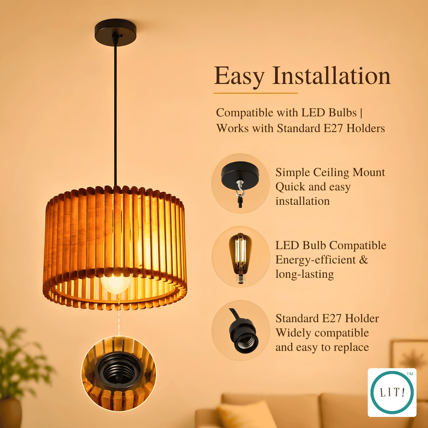 Helix Wooden Pendant Light