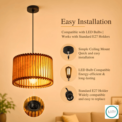 Helix Wooden Pendant Light