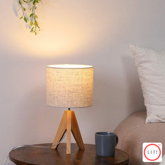 Tripod Wood Bedside Table Lamp