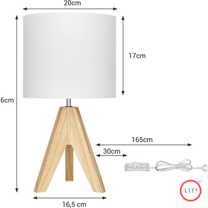 Tripod Wood Bedside Table Lamp