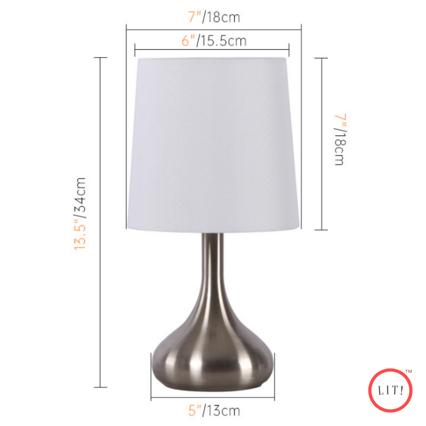 Pair of Chrome Teardrop Touch Table Lamps