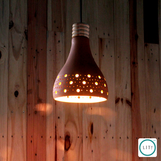 Sleek ceiling lamp featuring natural terracotta finish