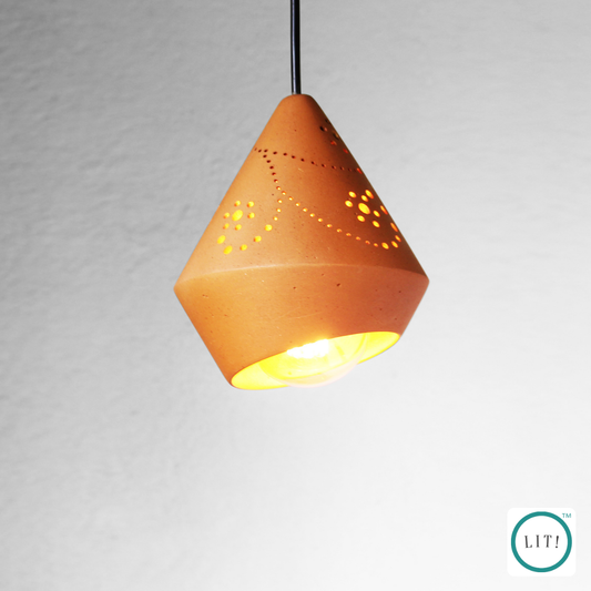 Rustic handmade kone-style terracotta pendant