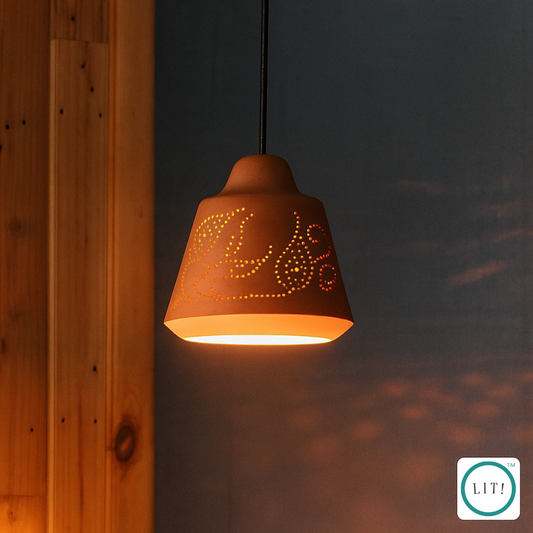 Bell Shaped Terracotta Pendant Light – Handcrafted Rustic Charm