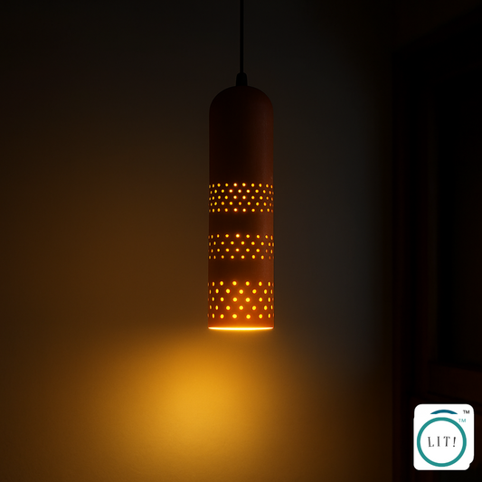 Handcrafted Terracotta Tube Pendant Light – Rustic & Earthy Accent