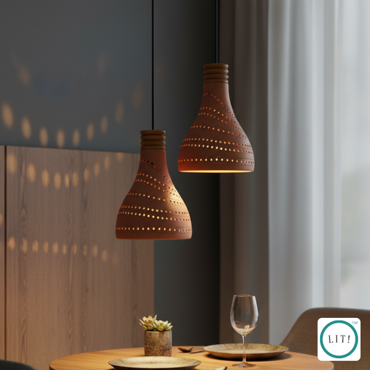 Eco-Friendly Dome Shaped Terracotta Pendant Light – Sustainable Handcrafted Beauty