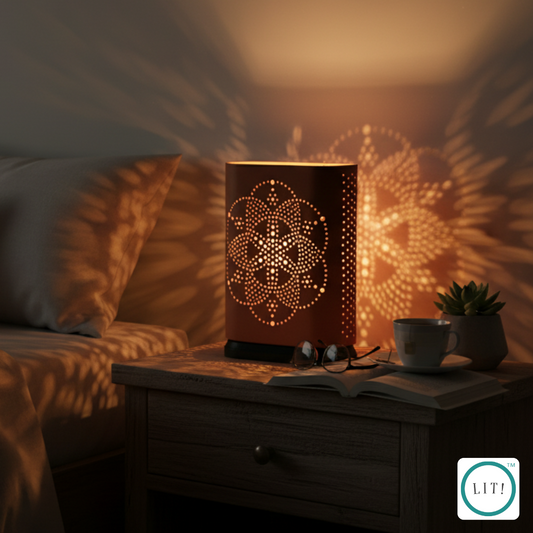 Handcrafted Perforated Terracotta Table Lamp – Elegant Rustic Glow