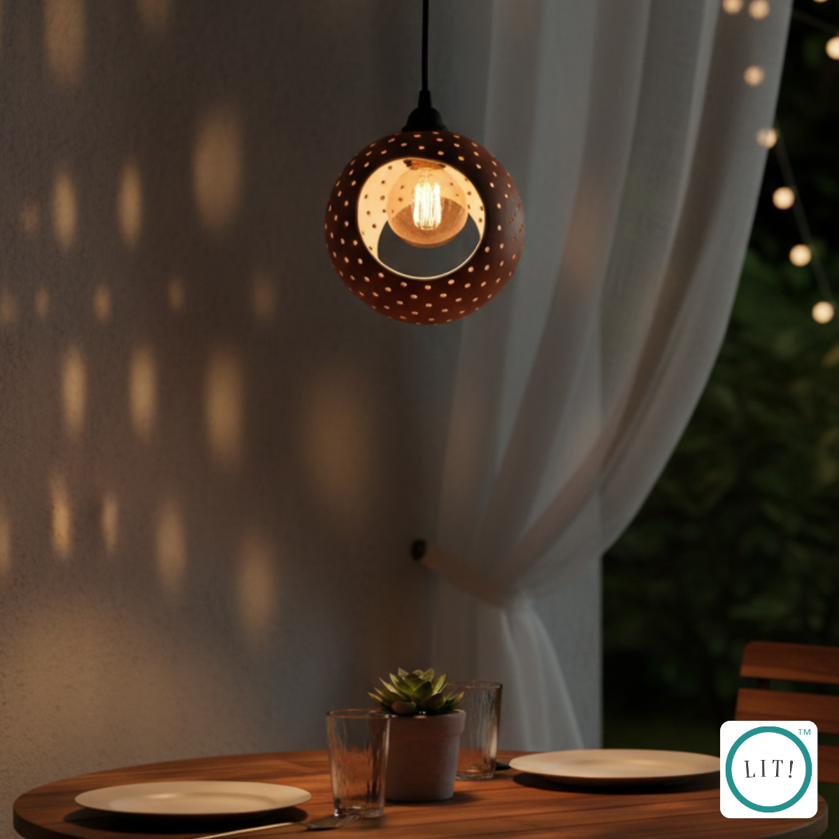 Round Shaped Milky White Terracotta Pendant Light