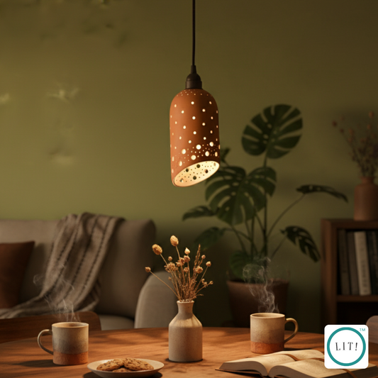 Slice Terracotta Pendant Light – Handcrafted Rustic Elegance
