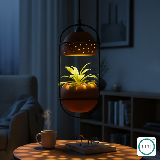 Handcrafted Terracotta Breathing Planter Hanging Light – Unique Dual-Purpose Decor