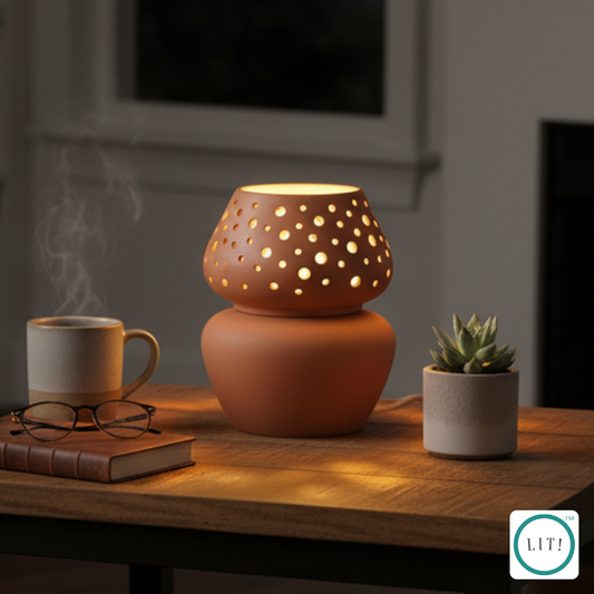 Handcrafted Terracotta Bloom Table Lamp – Artistic Rustic Charm