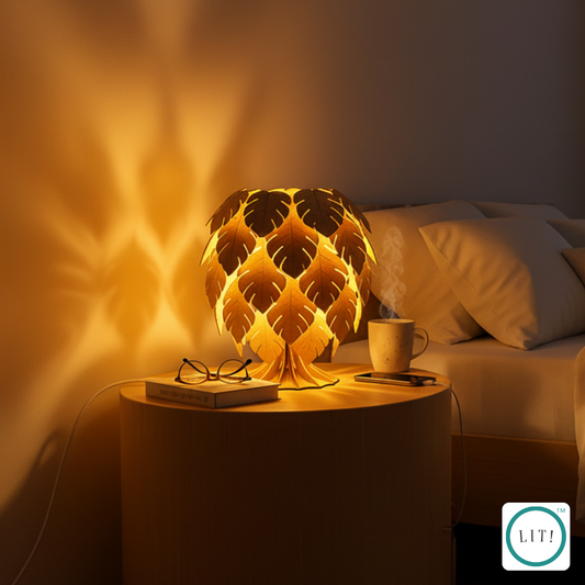 Monstera Leaf Wooden Table Lamp – Nature-Inspired Decorative Lighting