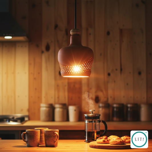 Wavy Style Terracotta Pendant Light – Handmade Rustic Elegance
