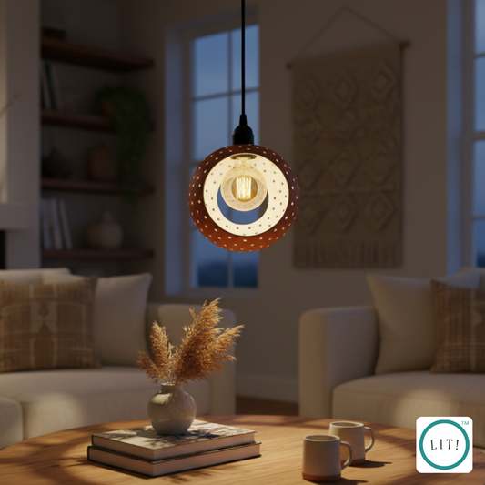 Round Shaped Milky White Terracotta Pendant Light