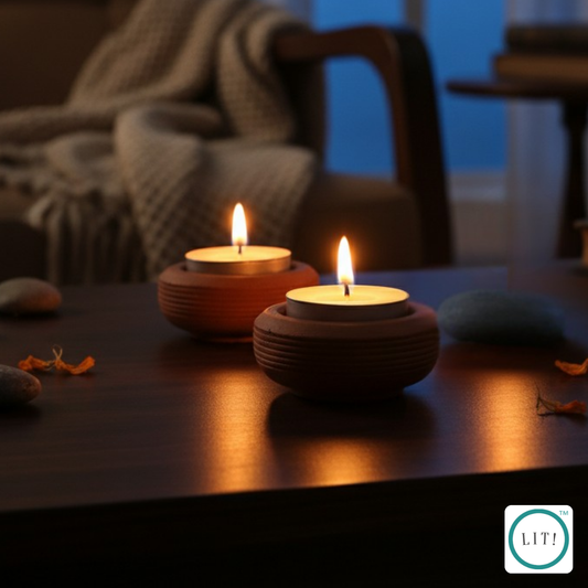 Pack of 2 Wheel Style Terracotta Tealight Holders