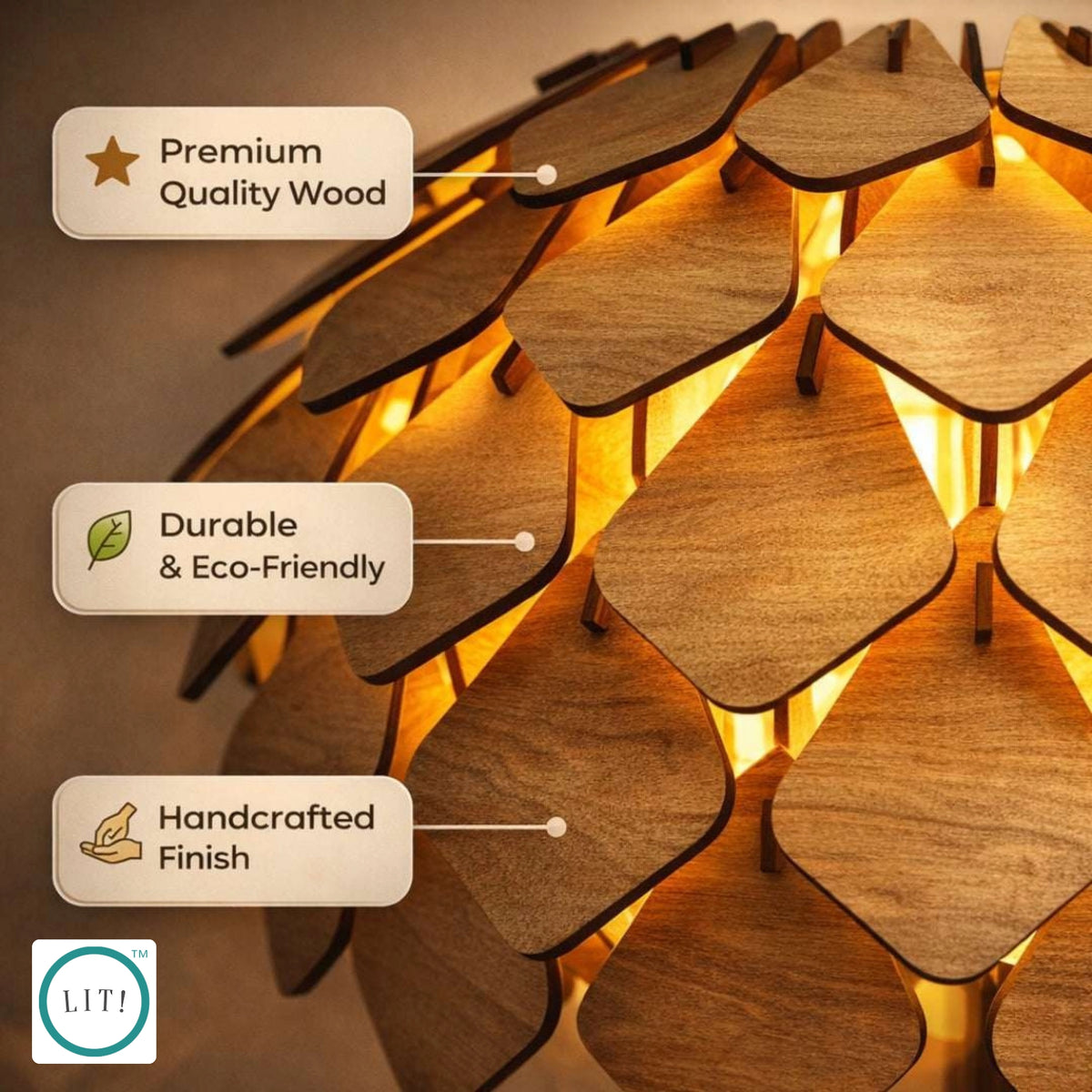 Pinea Wooden Table Lamp