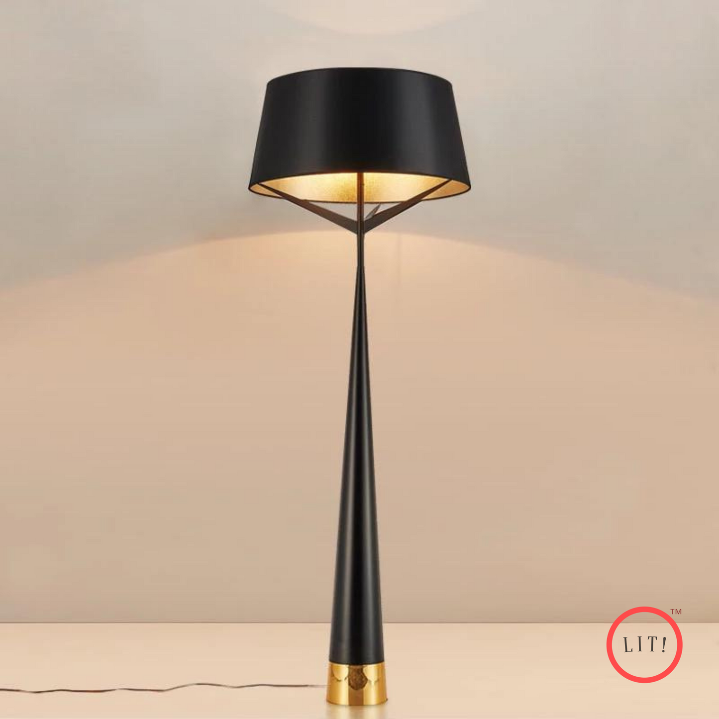 Modern Black Trigeminal Cone Floor Lamp