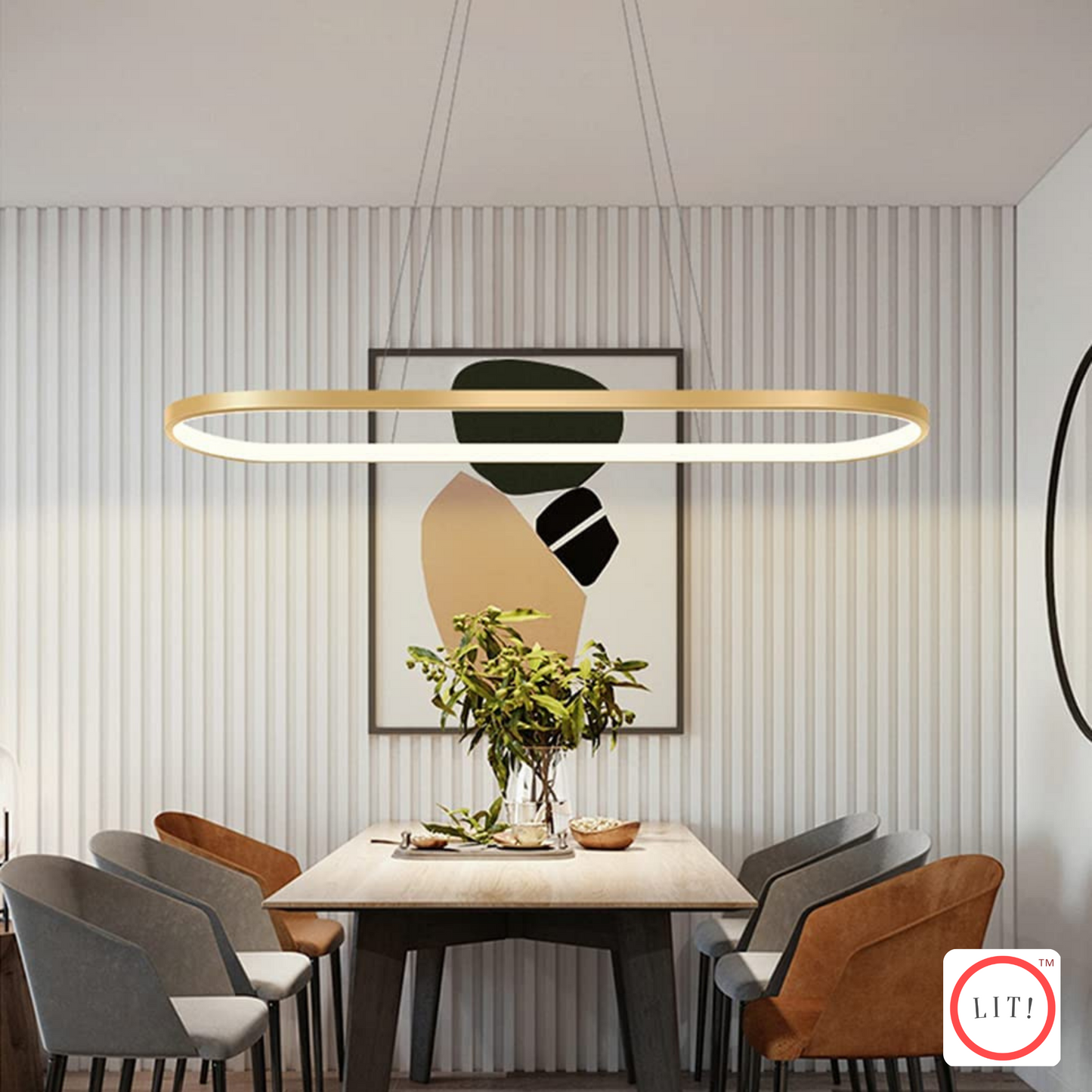 Modern LED Eclair Oval-Shaped Chandelier