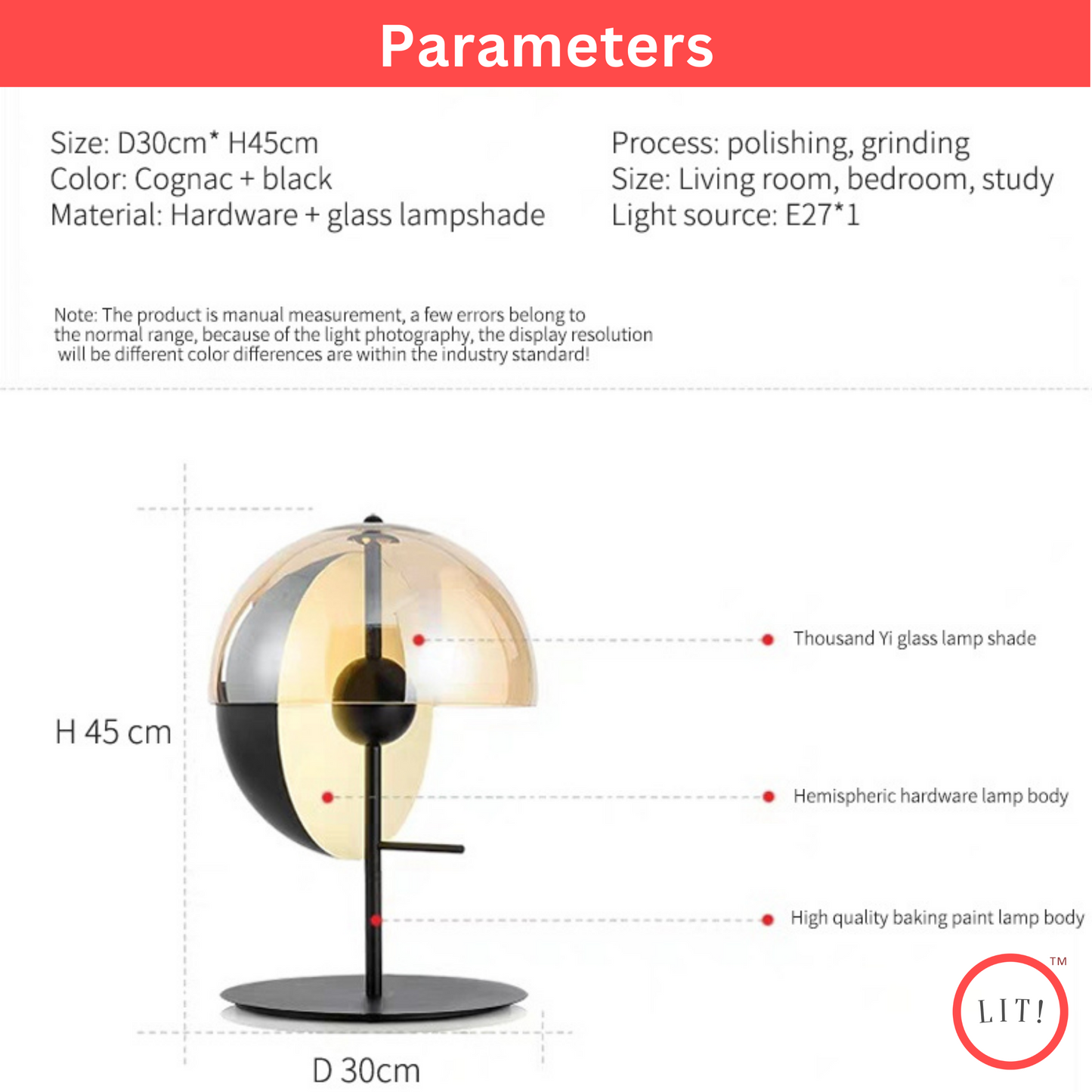 Creative Glass Personality Semi-Circular LED Table Lamp