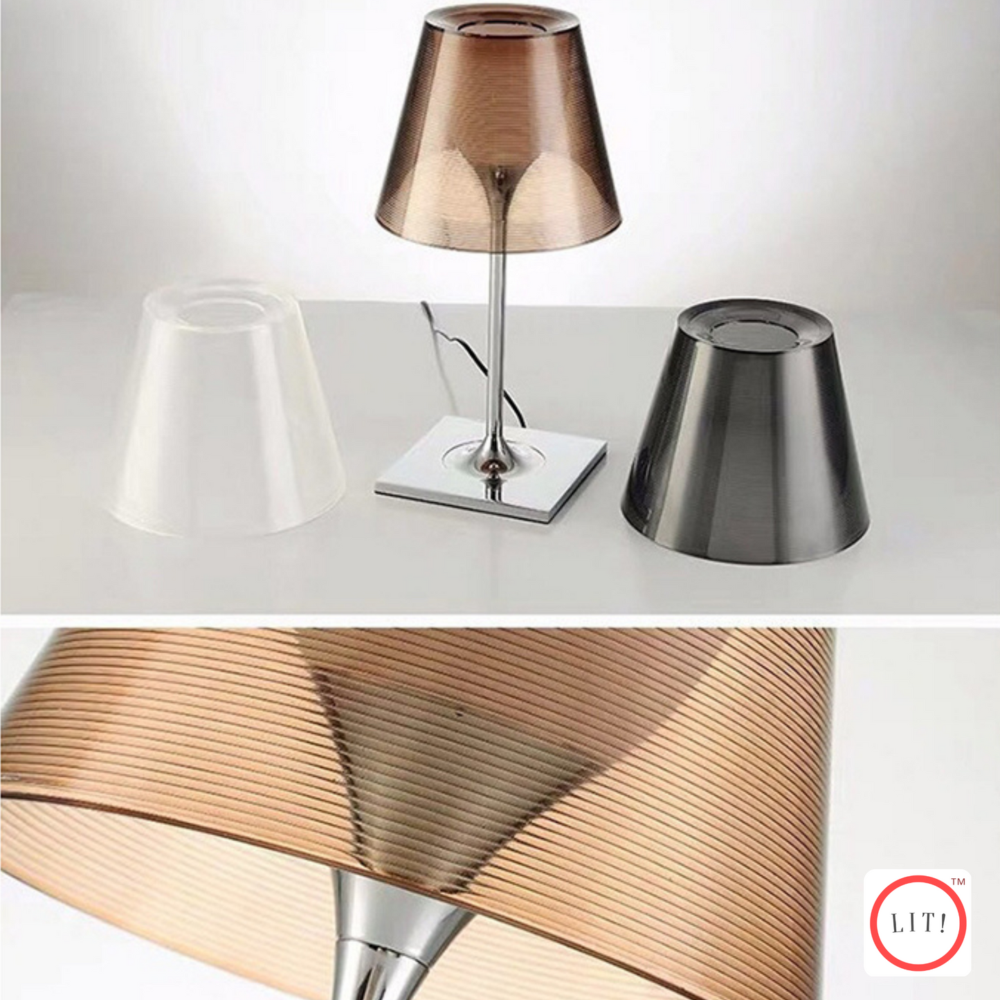 Italian Chrome Acrylic Led Table Lamp