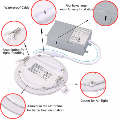 (Pack of 10) Ultra Thin Dimmable and Changeable CCT 4" 9W LED Recessed Pot Lights